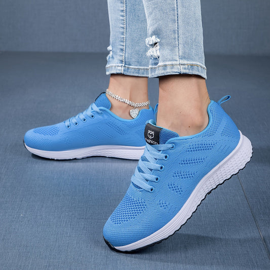 Female Spring Knit Sneakers Breathable Upper Cushioned Sole Lightweight Design