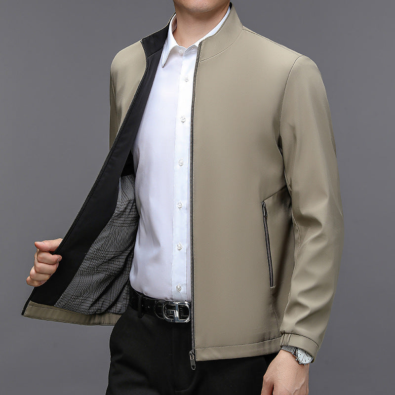 Men Lightweight Jacket With Stand Collar And Side Pockets