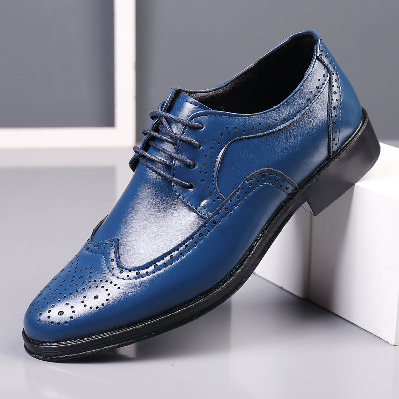 Men’s Spring Low Top Dress Shoes Carved Upper Rubber Sole