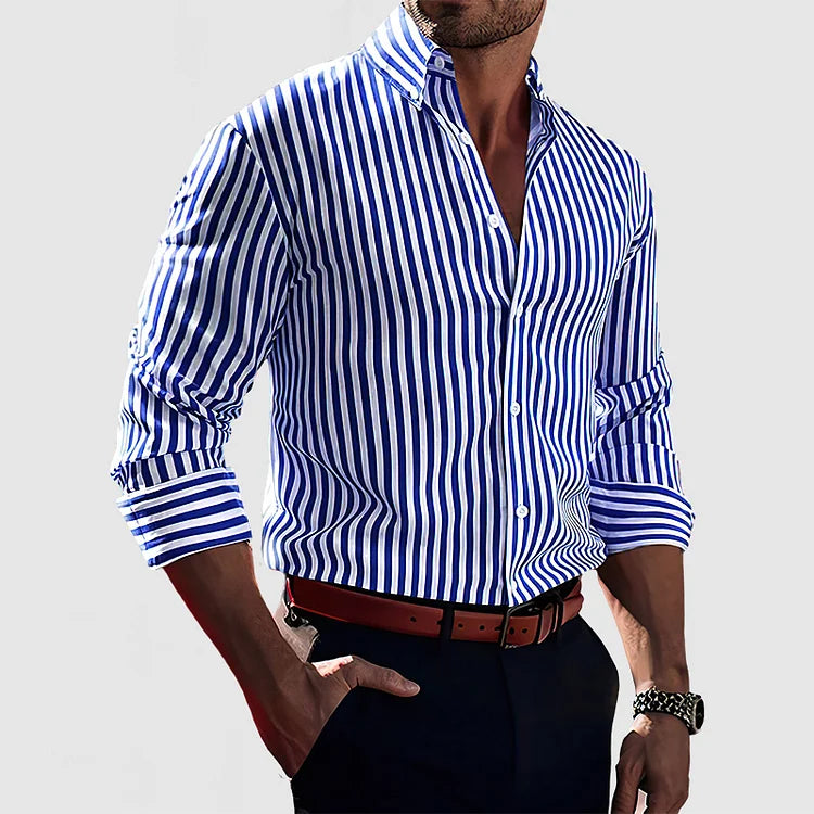 Men Full Sleeve Striped Shirt With Button Closure