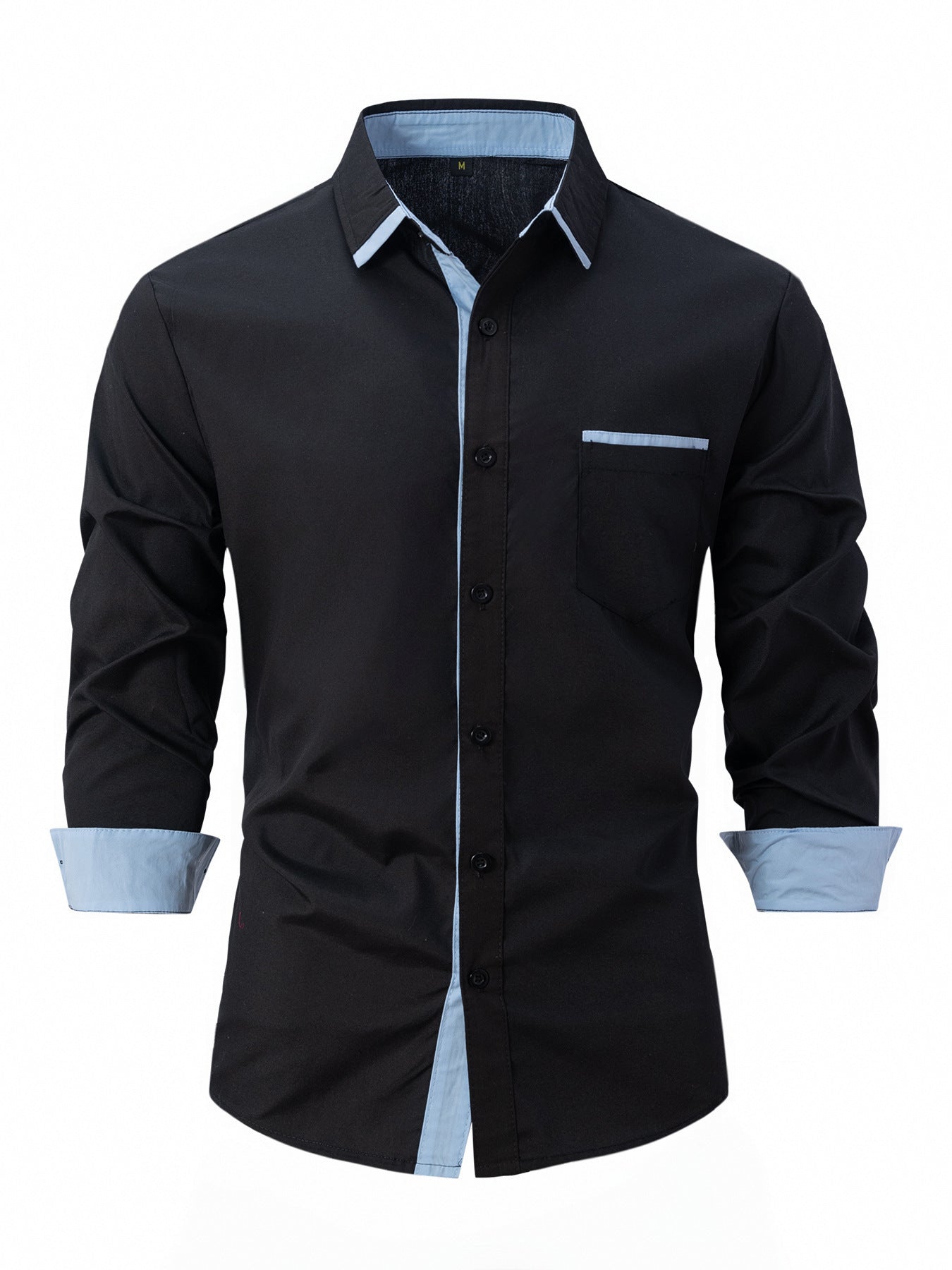 Men's Spring Autumn Business Shirt Slim Fit Striped Button-Down Long Sleeve Non-Iron