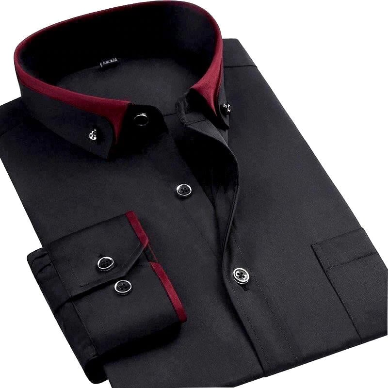 Men’s Spring Long Sleeve Shirt Button-Up Classic Collar Regular Fit