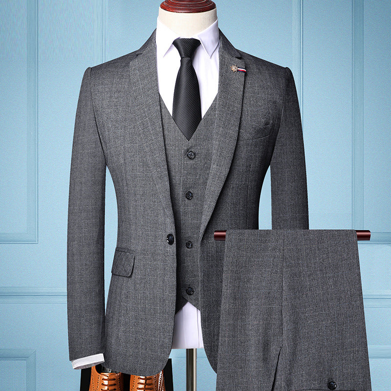 Men Spring Business Suit Three-Piece Set Blazer Waistcoat Trousers
