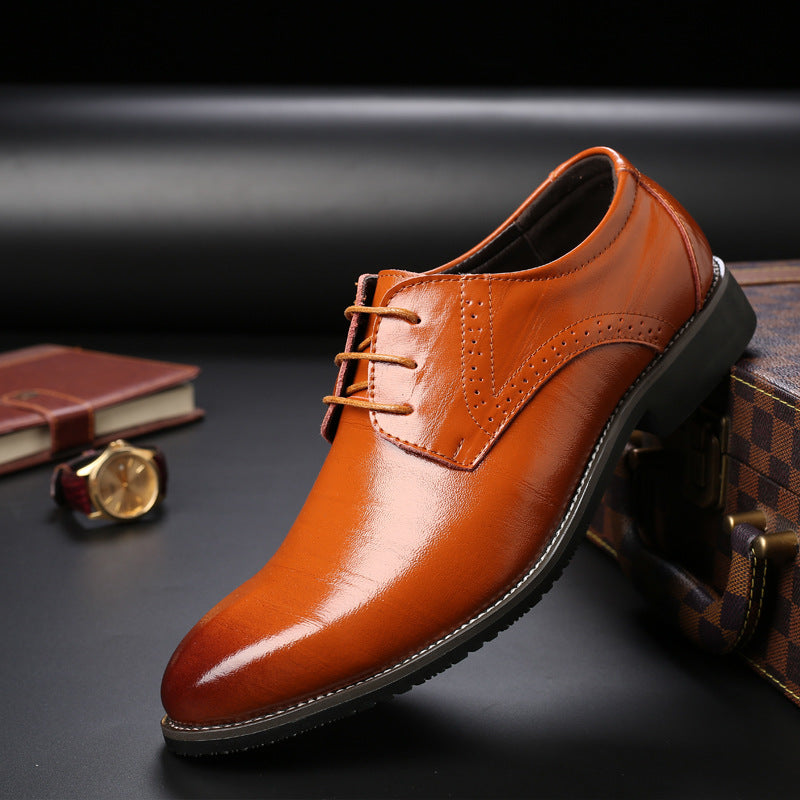 Male Formal Business Shoes Plus Size PU Upper Lace-Up Rubber Sole Waterproof