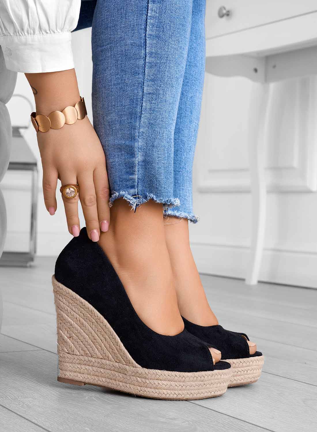 Female Spring Wedge Sandals with Open Toe Soft Lining and Slip-On Fit
