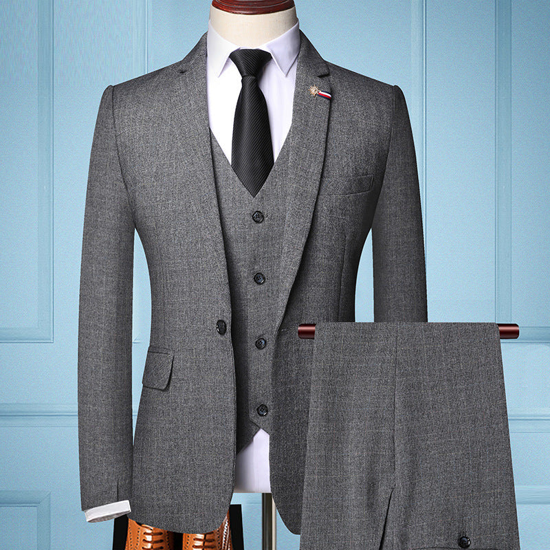 Men Spring Business Suit Three-Piece Set Blazer Waistcoat Trousers