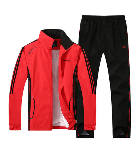 Men Spring Two-Piece Suit Long Sleeve Top Matching Trousers Large Sizes