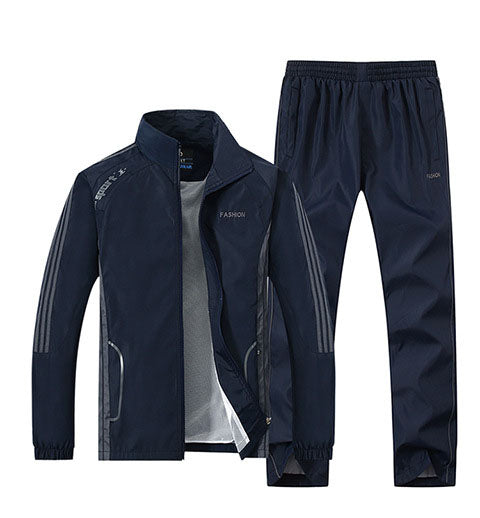 Men Spring Two-Piece Suit Long Sleeve Top Matching Trousers Large Sizes