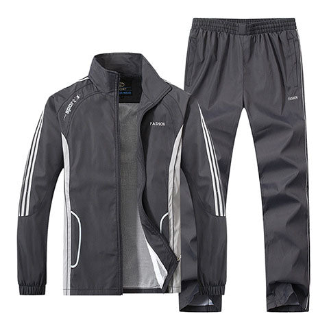 Men Spring Two-Piece Suit Long Sleeve Top Matching Trousers Large Sizes