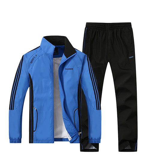 Men Spring Two-Piece Suit Long Sleeve Top Matching Trousers Large Sizes