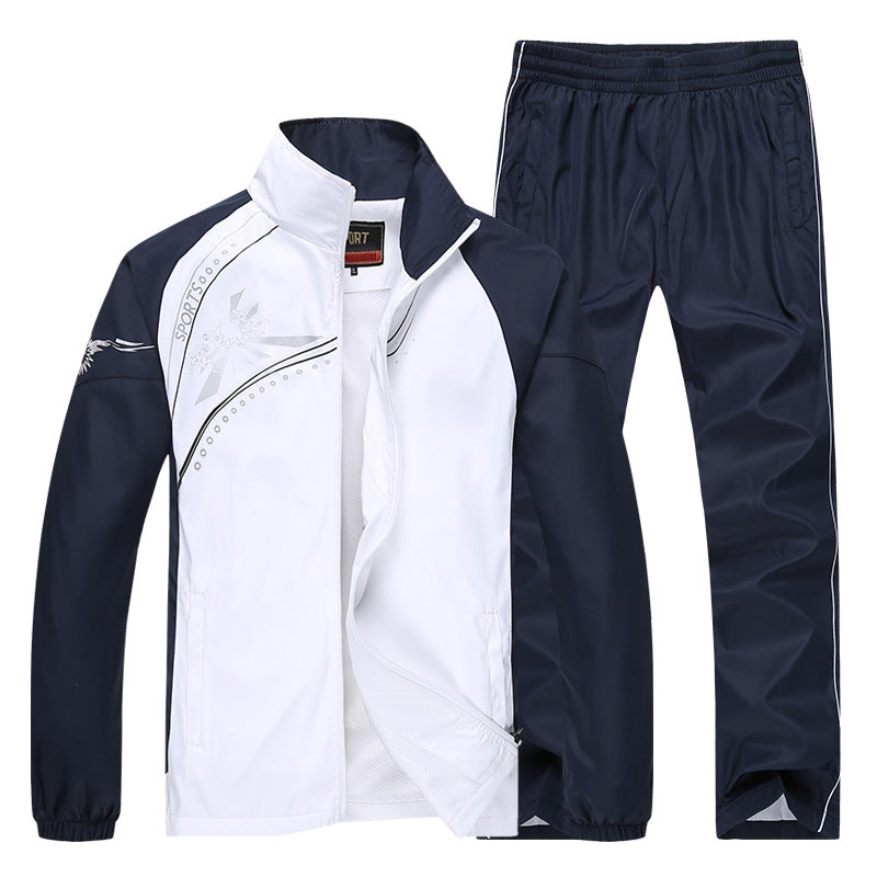 Men Spring Two-Piece Suit Long Sleeve Top Matching Trousers Large Sizes