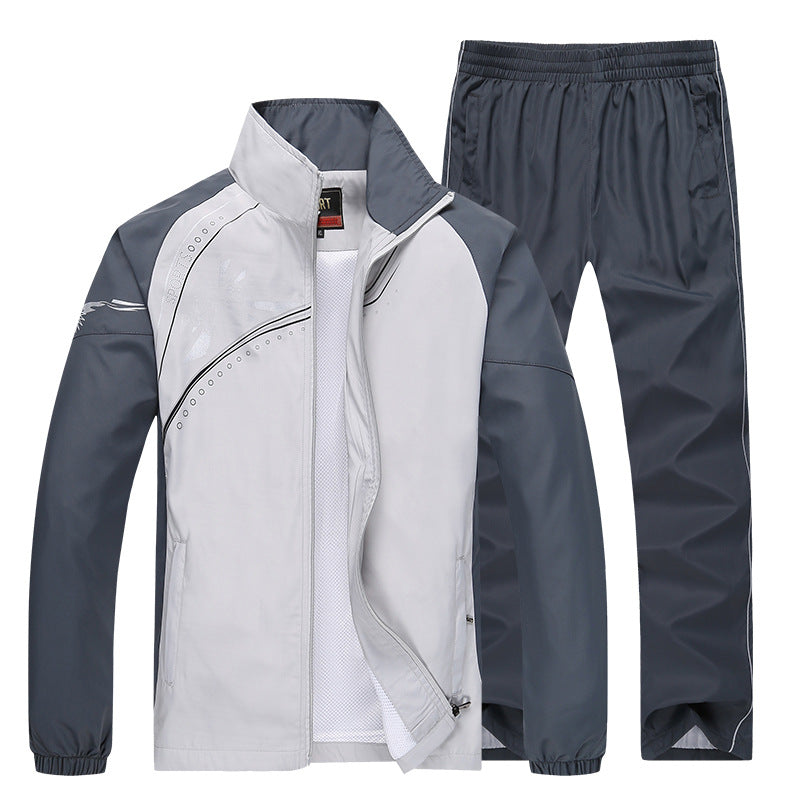 Men Spring Two-Piece Suit Long Sleeve Top Matching Trousers Large Sizes