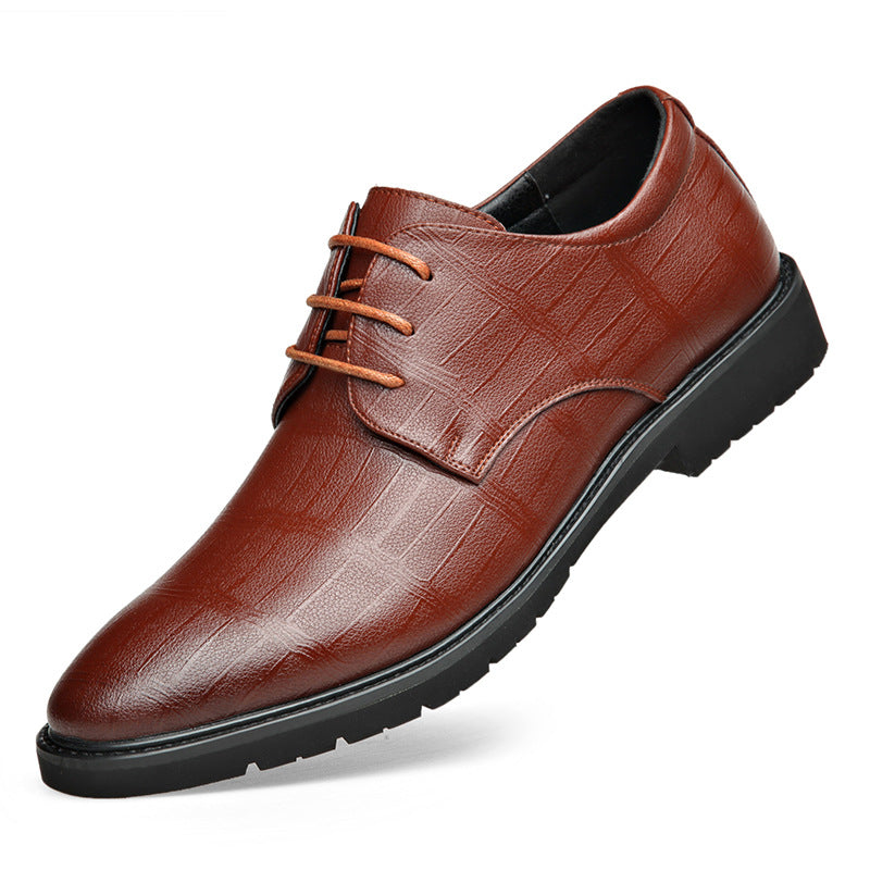 Men Formal Dress Shoes Pointed Toe Slip-Resistant Genuine Sheepskin Leather