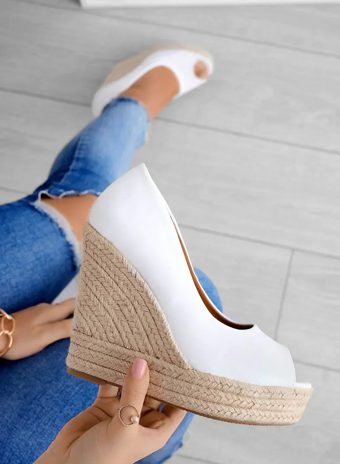 Female Spring Wedge Sandals with Open Toe Soft Lining and Slip-On Fit