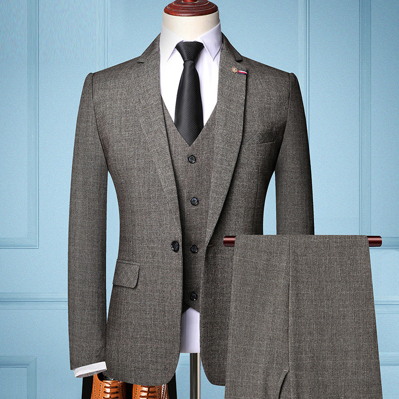 Men Spring Business Suit Three-Piece Set Blazer Waistcoat Trousers