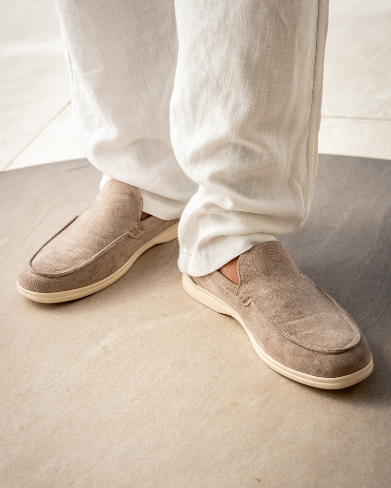 Men Suede Loafers With Slip-On Design And Cushioned Insole