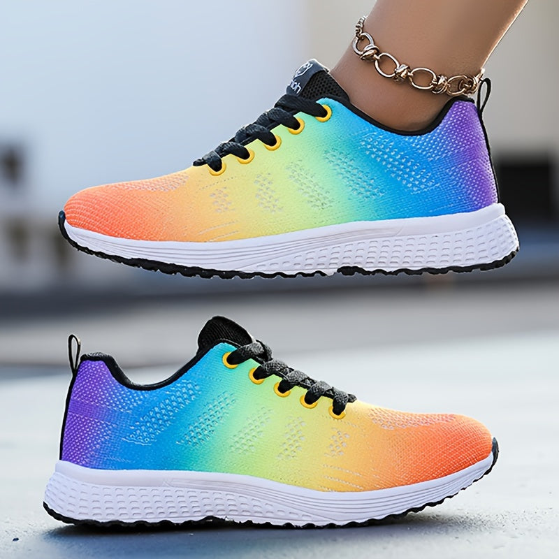 Female Spring Knit Sneakers Breathable Upper Cushioned Sole Lightweight Design