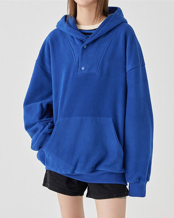 Women Autumn Polar Fleece Pullover Loose Fit Long Sleeves Multiple Colors