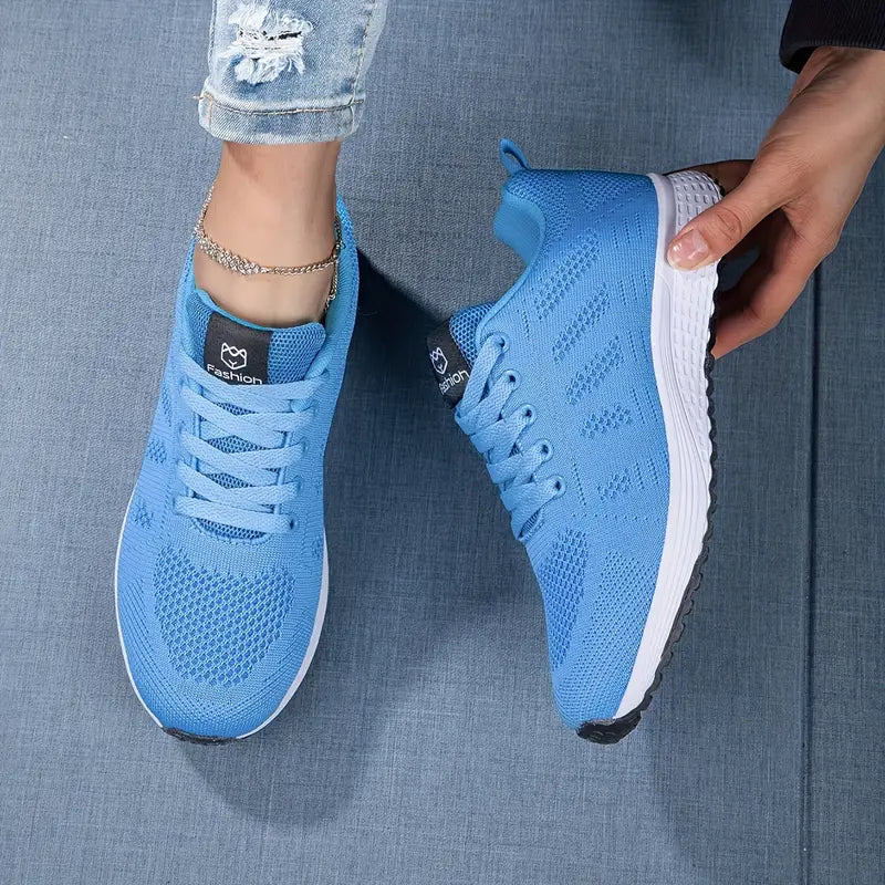 Female Spring Knit Sneakers Breathable Upper Cushioned Sole Lightweight Design