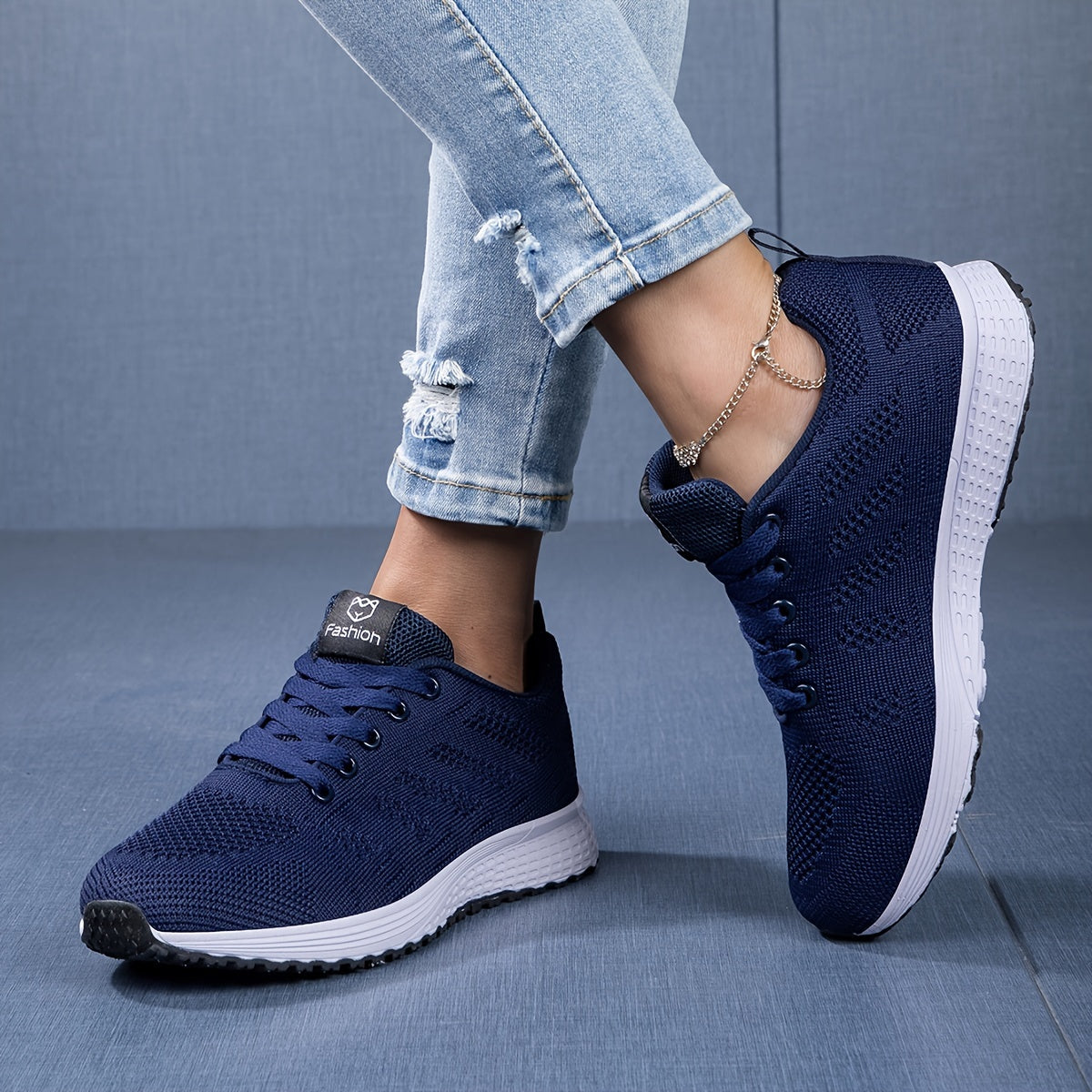 Female Spring Knit Sneakers Breathable Upper Cushioned Sole Lightweight Design