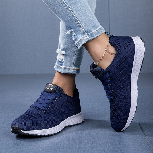 Female Spring Knit Sneakers Breathable Upper Cushioned Sole Lightweight Design