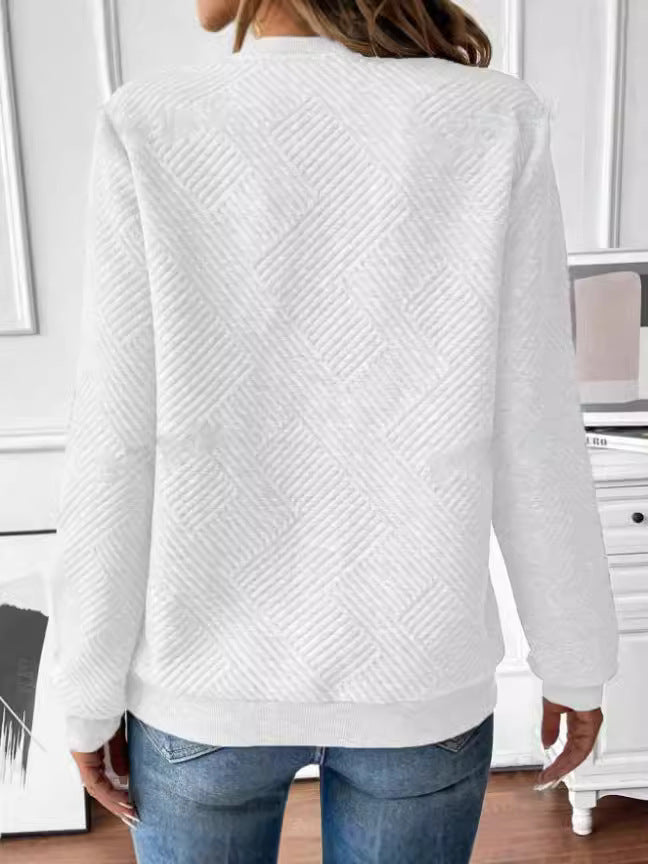 Women Autumn Zipper Front Loose Sweatshirt Long Sleeve Ribbed Cuffs