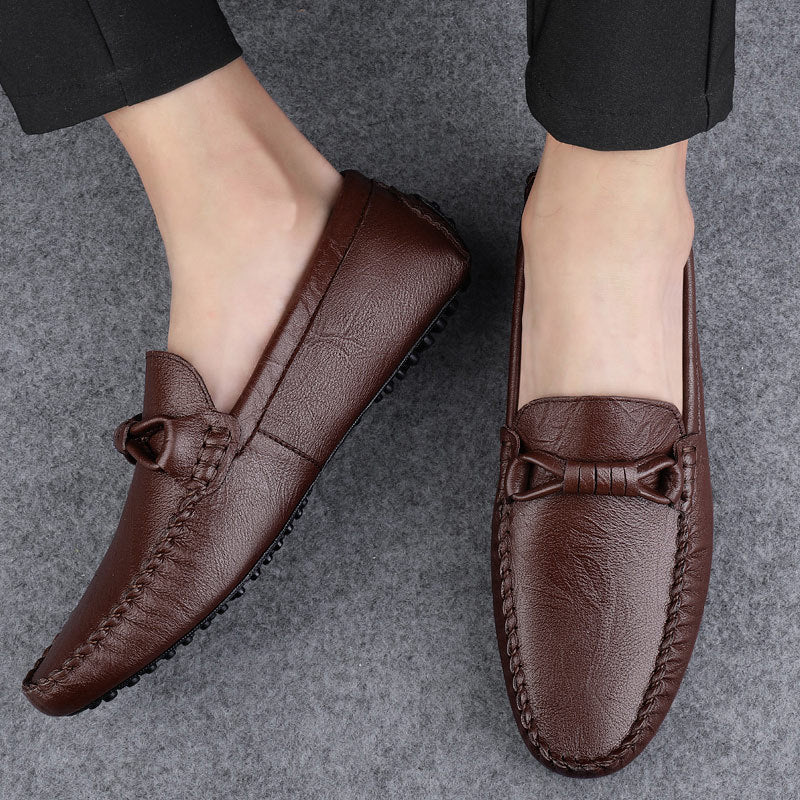 Men’s Slip-On Loafers Rubber Sole Detailed Stitching Low-Top Design