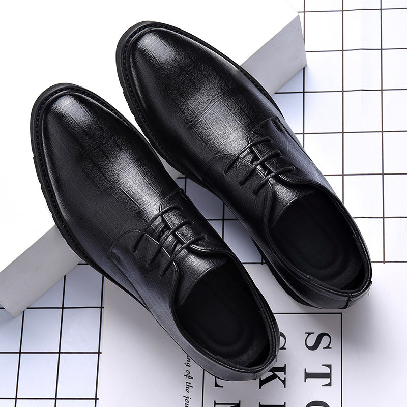 Men Formal Dress Shoes Pointed Toe Slip-Resistant Genuine Sheepskin Leather