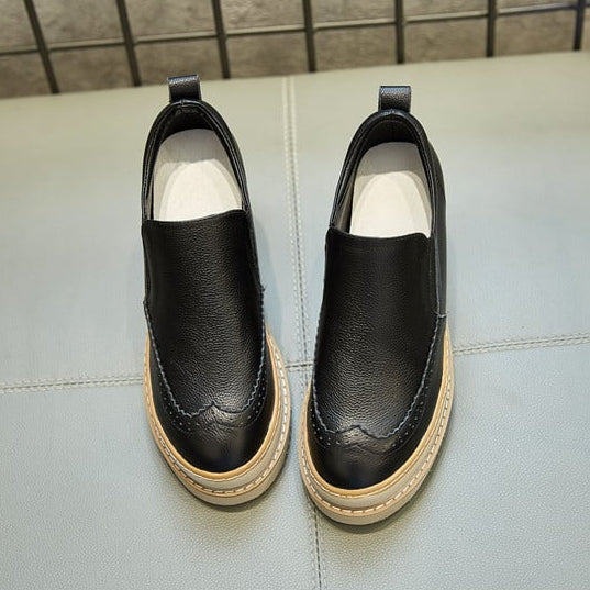 Women Sneakers with Internal Height Increase, Cowhide Upper, and Polyurethane Sole
