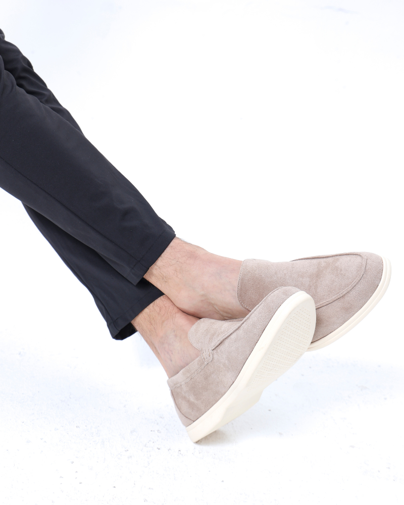 Men Suede Loafers With Slip-On Design And Cushioned Insole