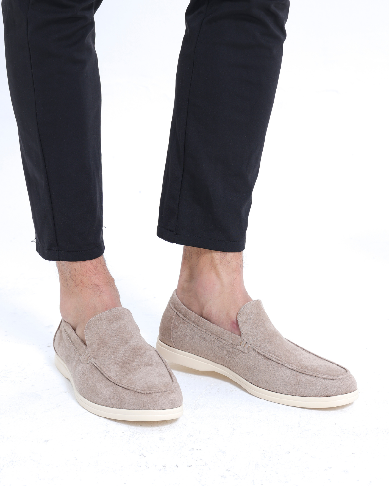Men Suede Loafers With Slip-On Design And Cushioned Insole