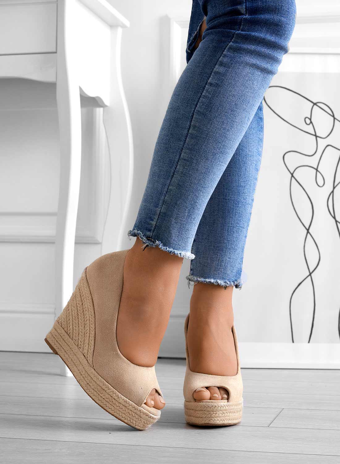 Female Spring Wedge Sandals with Open Toe Soft Lining and Slip-On Fit