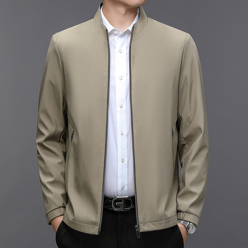 Men Lightweight Jacket With Stand Collar And Side Pockets