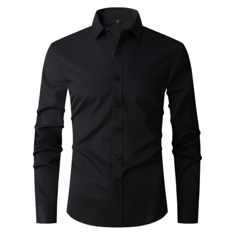 Men’s Spring Slim Fit Long Sleeve Shirt Four-Way Stretch Color-Block