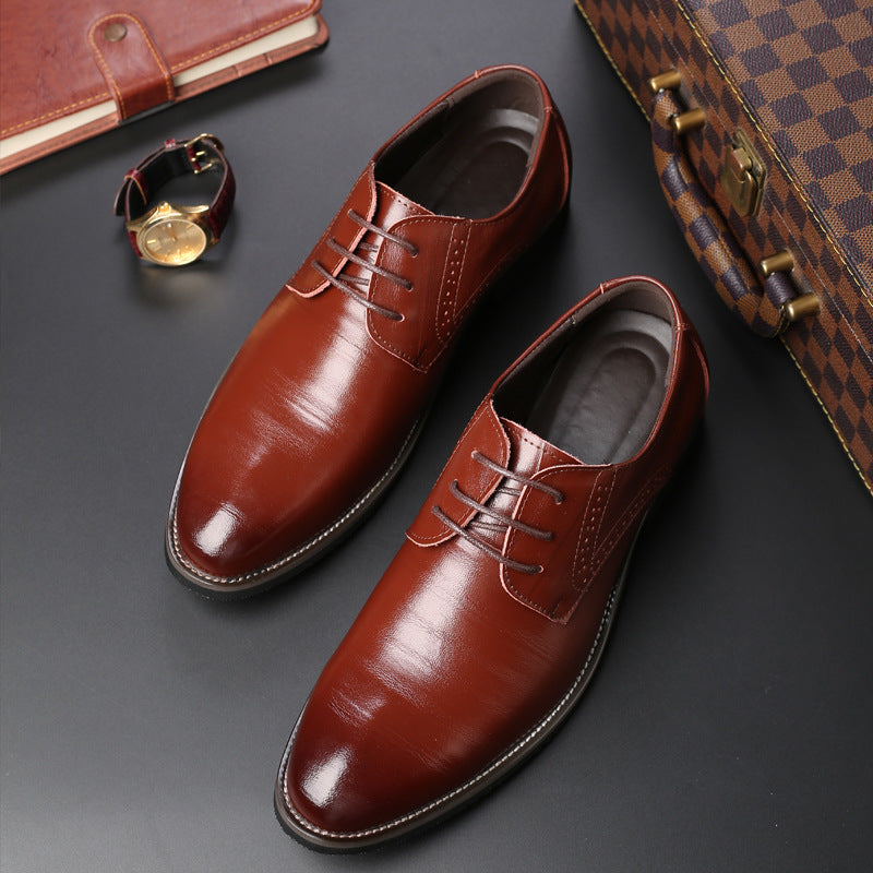 Male Formal Business Shoes Plus Size PU Upper Lace-Up Rubber Sole Waterproof