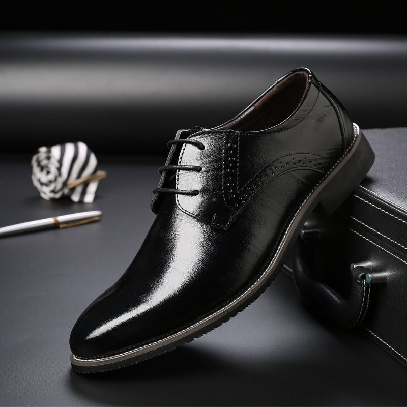 Male Formal Business Shoes Plus Size PU Upper Lace-Up Rubber Sole Waterproof