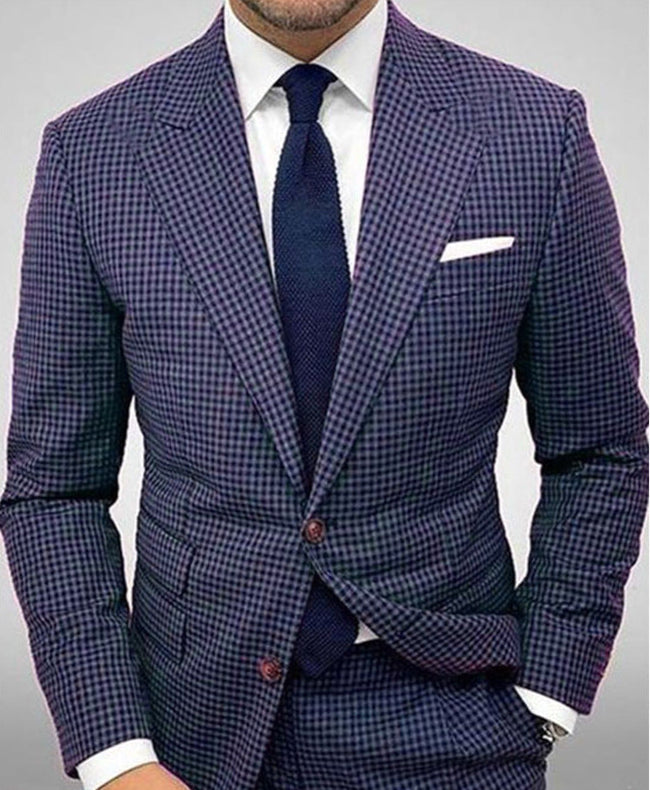 Men Blazer Slim Fit Vertical Stripe Two Button Closure