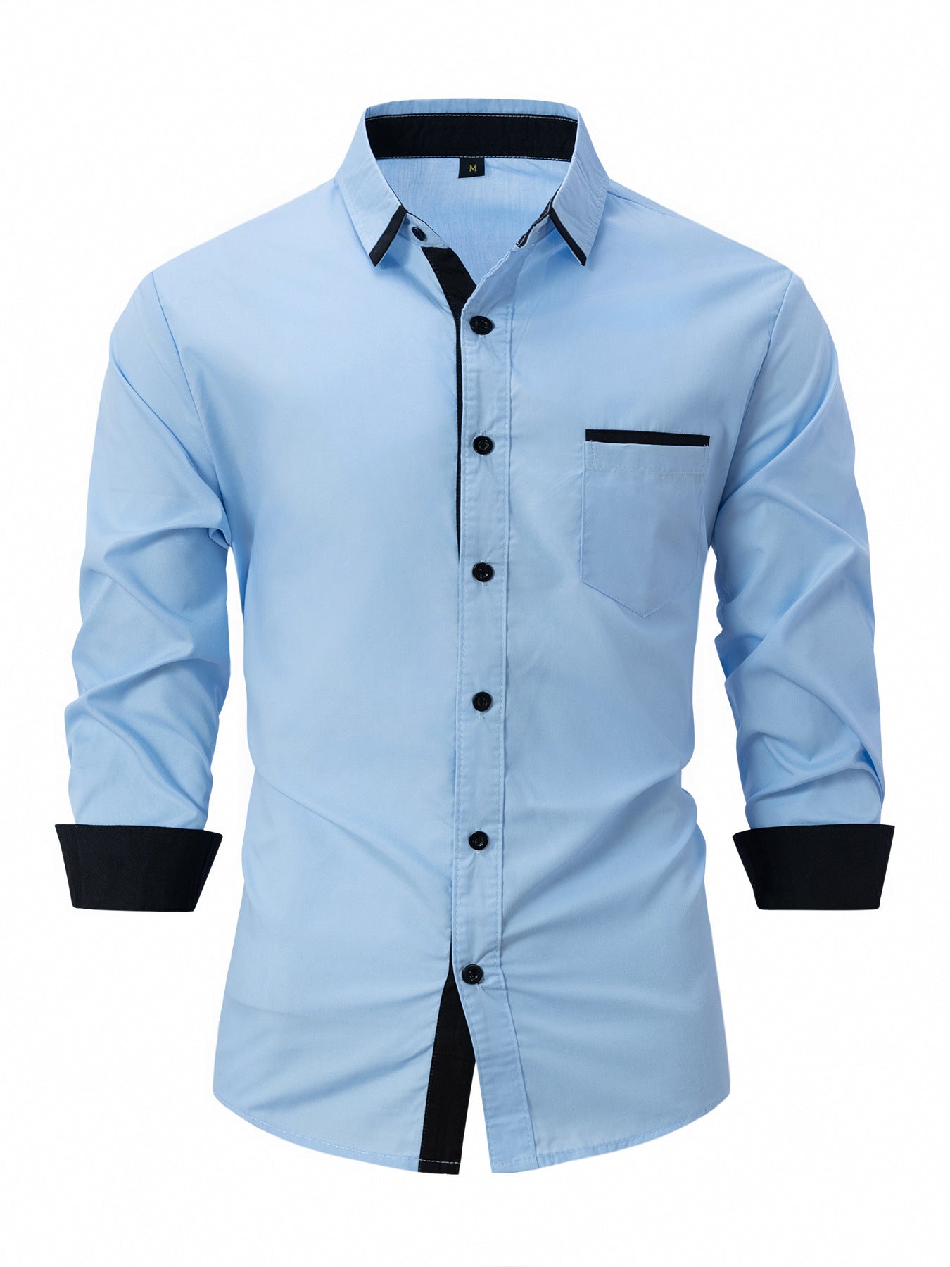 Men's Spring Autumn Business Shirt Slim Fit Striped Button-Down Long Sleeve Non-Iron