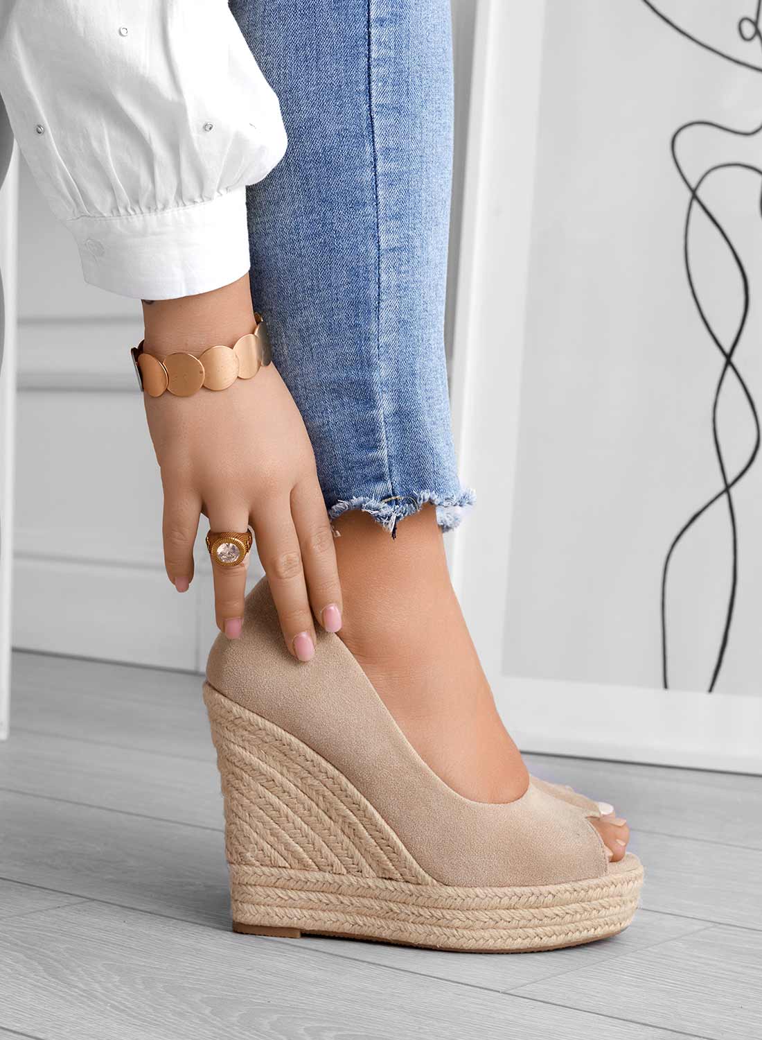Female Spring Wedge Sandals with Open Toe Soft Lining and Slip-On Fit