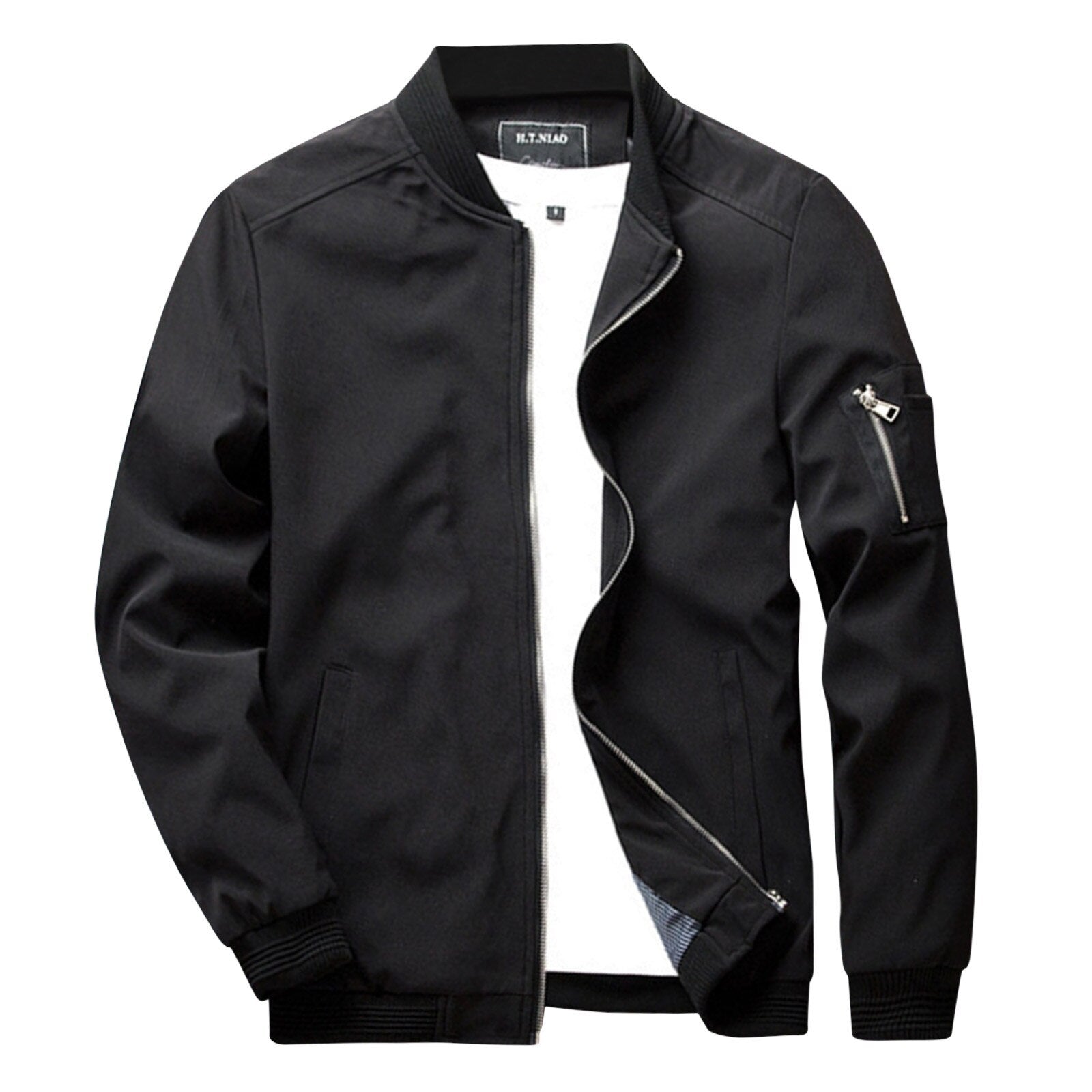 Men Short Jacket With Zipper Closure And Water Resistant Fabric