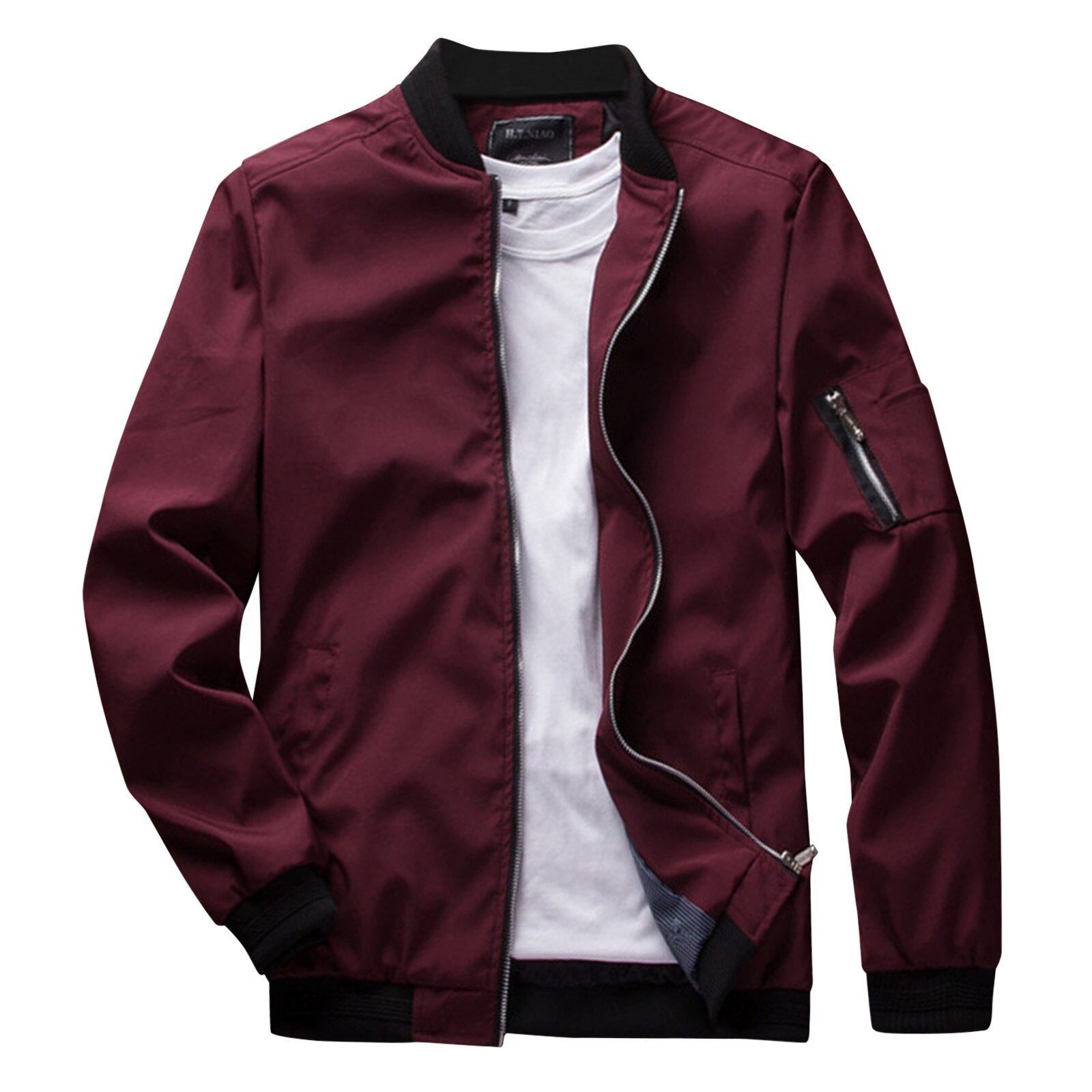 Men Short Jacket With Zipper Closure And Water Resistant Fabric