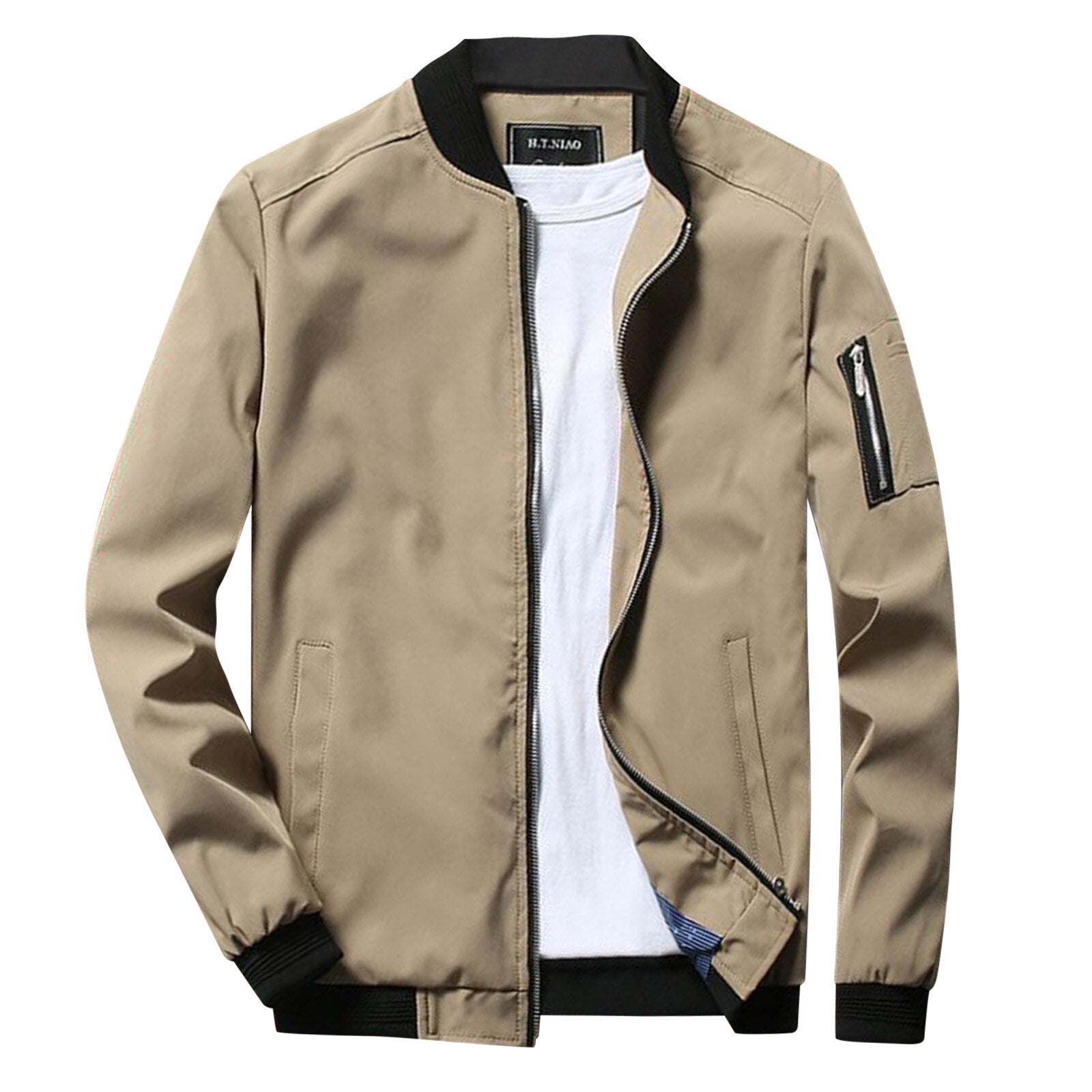 Men Short Jacket With Zipper Closure And Water Resistant Fabric