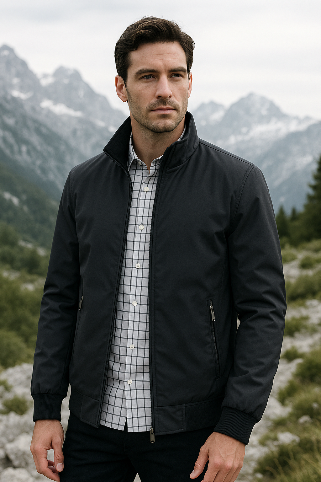 Men Summer Windproof Jacket With Zipper Closure And Inner Lining