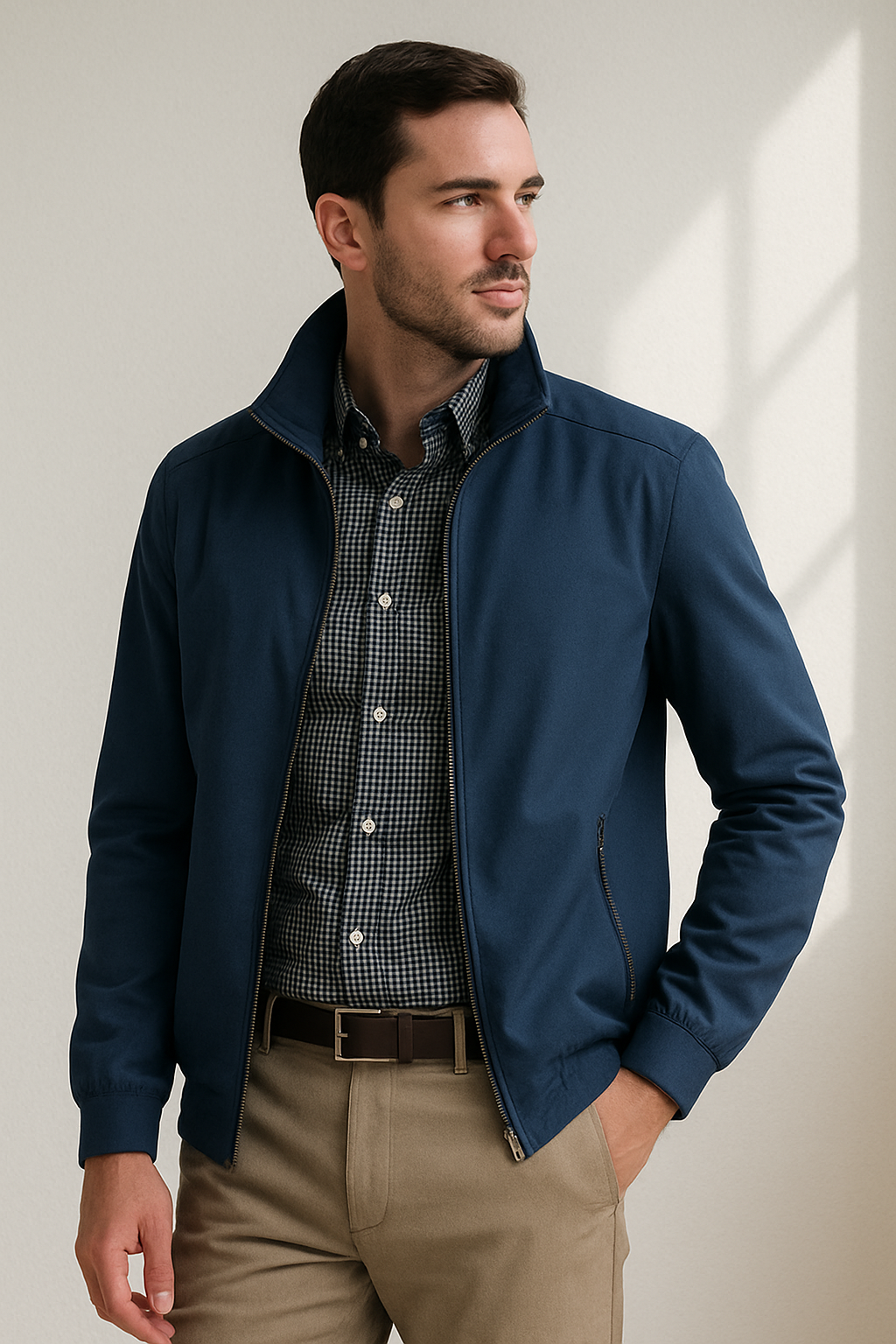 Men Summer Windproof Jacket With Zipper Closure And Inner Lining