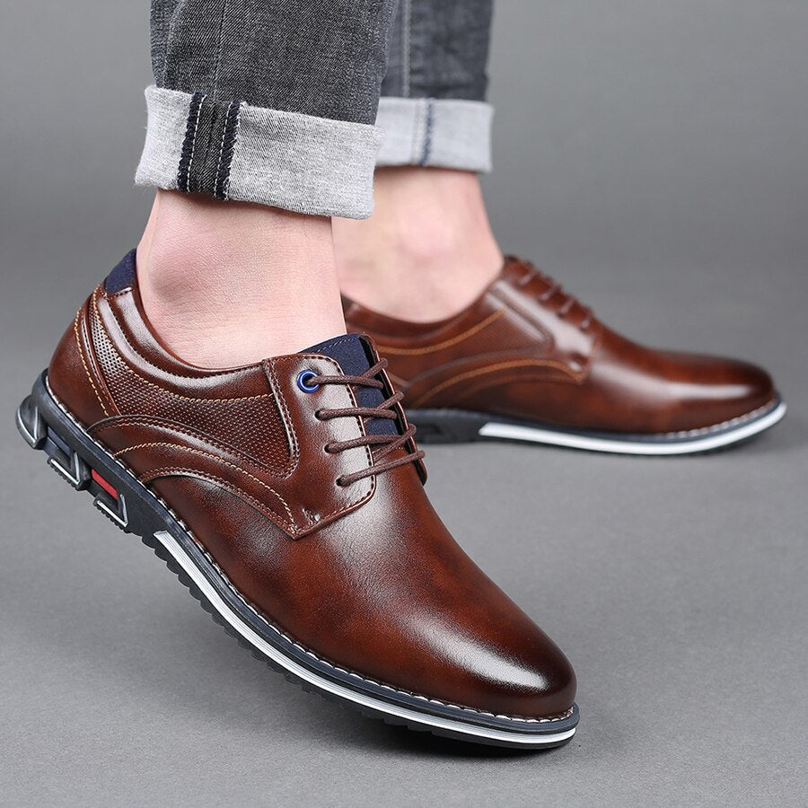 Men Dress Shoes With Arch Support Cushioned Sole And Round Toe