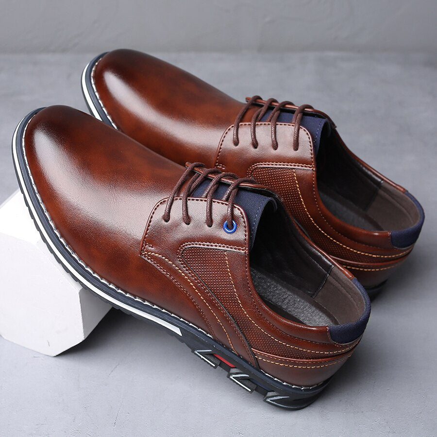 Men Dress Shoes With Arch Support Cushioned Sole And Round Toe