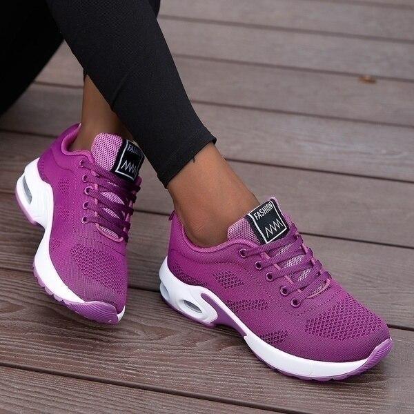 Women Walking Shoes Slip-On Mesh Upper With Cushioned Insole And Elastic Fit