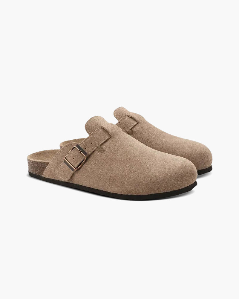 Men Slip-On Clogs With Suede Upper And Leather Insole