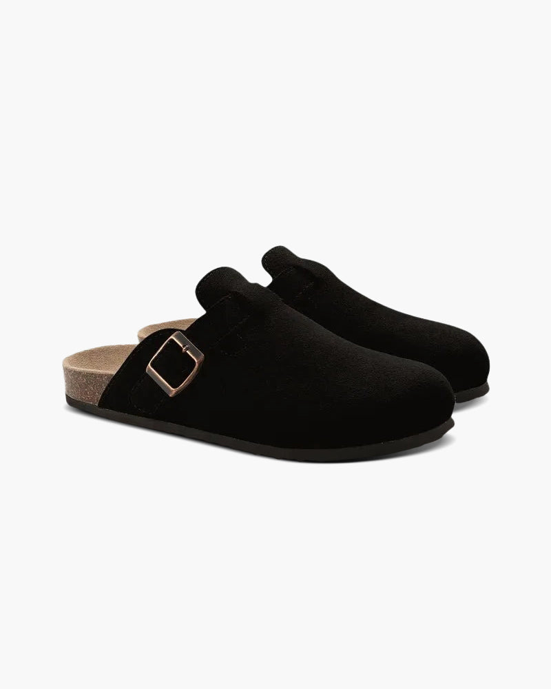 Men Slip-On Clogs With Suede Upper And Leather Insole