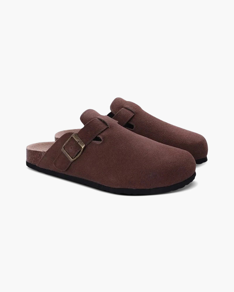 Men Slip-On Clogs With Suede Upper And Leather Insole